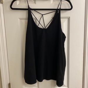 Black criss cross suede top